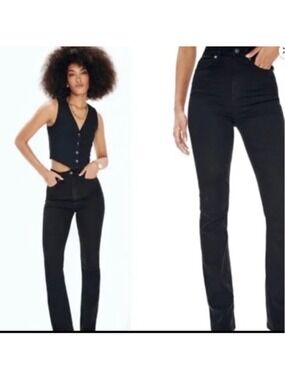 Women's Reformation Black Wynn Ultra High Rise Slim Straight Jeans 26